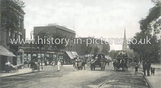 Lower Clapton Road junction Lea Bridge Road, Lower Clapton, London. c.1908.